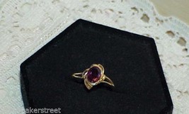 14K Red Brown Topaz Solitaire Oval Ring Yellow Gold Modernist Mid Centur... - $188.09