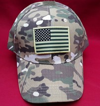 Squadron Multicam Hat With 2 Hook &amp; Loop Patches Flag &amp; Morale - All Ame... - $7.99