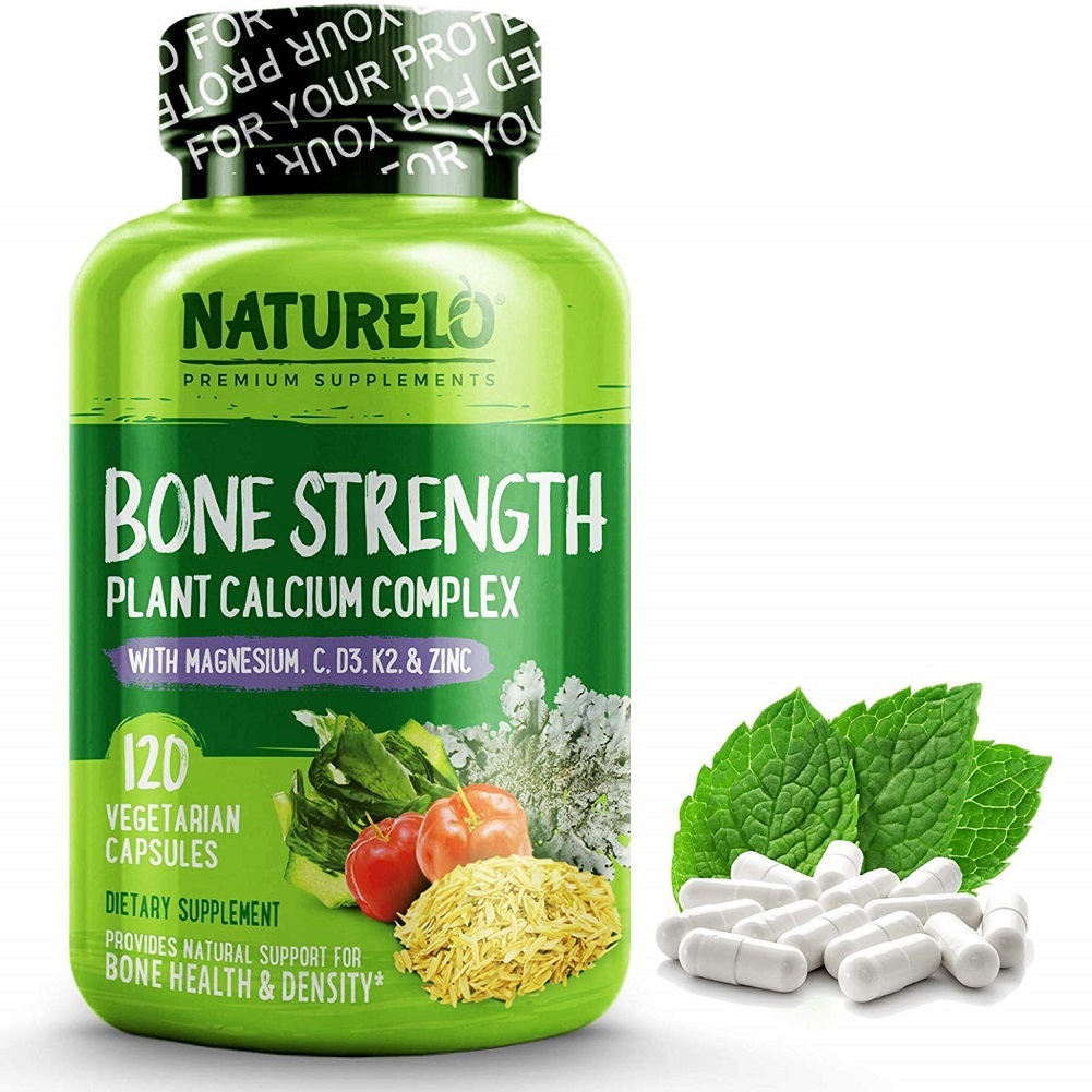 NATURELO Bone Strength - Plant-Based Best Whole Food Supplement for Bone Health