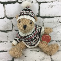 Vintage Hollybeary Theodore Plush Teddy Bear Holiday Sweater Hat Stuffed Toy - $14.84