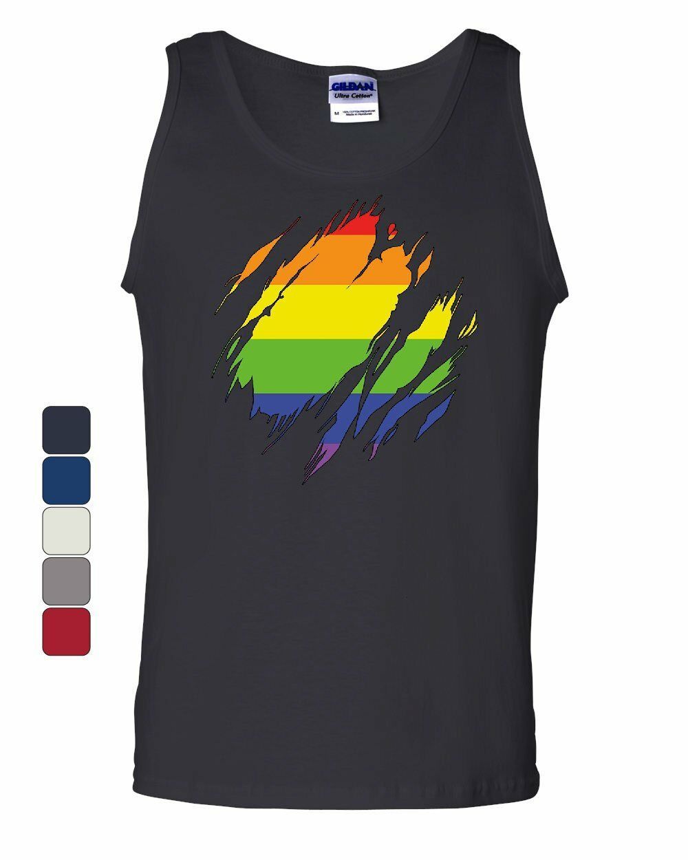 Ripped Gay Pride Rainbow Flag Tank Top LGBTQ Love Wins