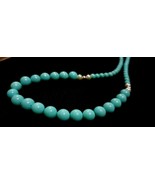 6mm &amp; 10MM Lab-Created Turquoise Round Beads Necklace 20&#39;&#39; 925 Sterling ... - $189.99
