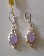 Purple Jade Oval Solitaire Dangle Earrings, Leverback Hooks, Silver, 6.8... - $49.99