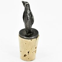 South African Cast Metal Antique Silver Finish Penguin Wine Bottle Cork Stopper image 3