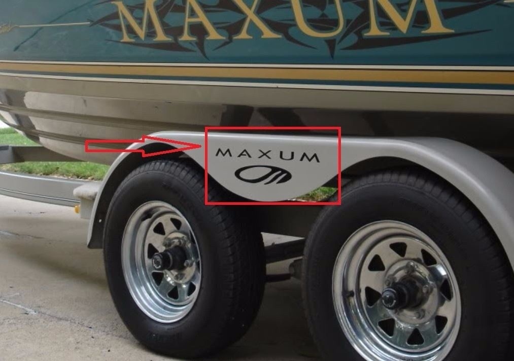 For 2 Sticker decal for Maxum boat Trailer marine quality wheel