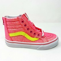 Vans Sk8 Hi Zip (Neon Glitter) Pink True White Kids Sneakers - $41.95