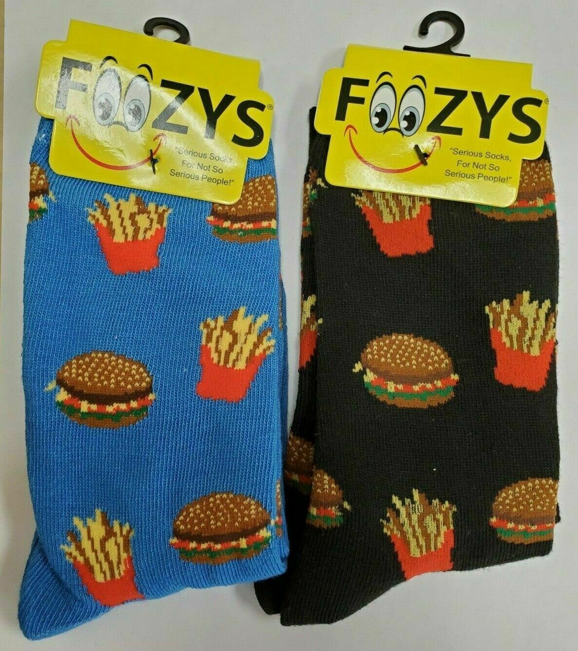 Cheese Burger Potato French Fries Fast Food Sandwich Socks 2 Pairs Men's Foozys