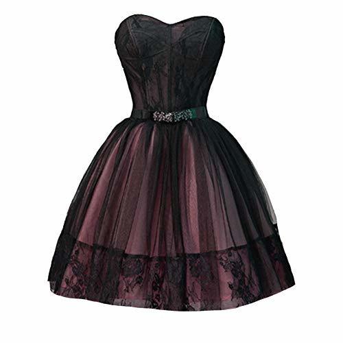 Kivary Plus Size Black Gothic Short Ball Gown Prom Homecoming Dress Skin Pink US