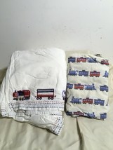 Pottery Barn Kids TRAIN Railway Express Crib Skirt Train Sheet  embroidered - $16.14