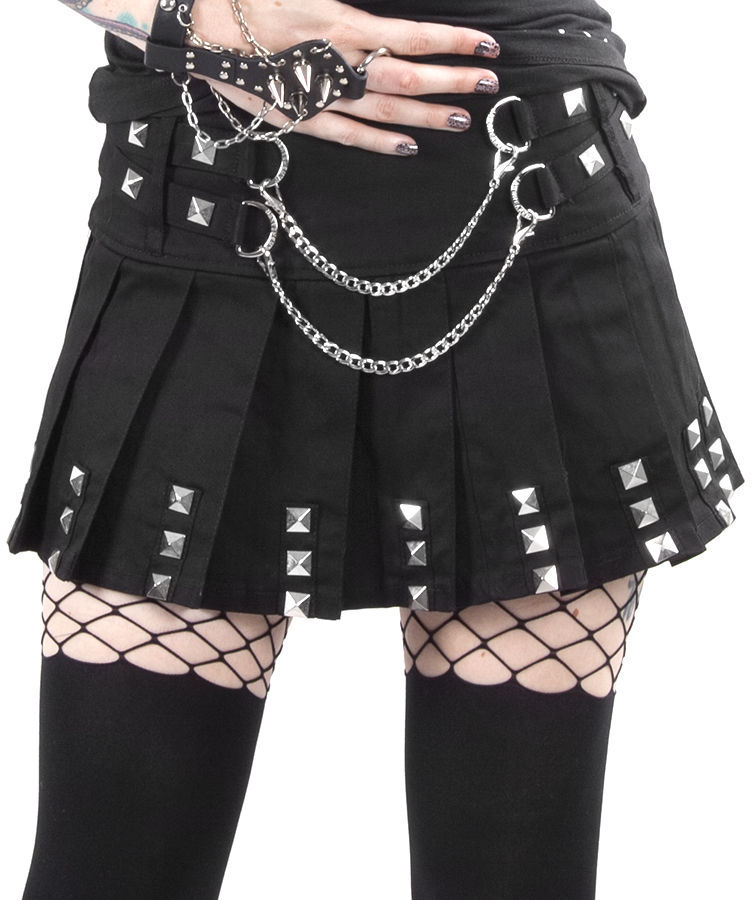 Women Gothic Silver Chains Skirt Punk Handcuffs Chain Metal Rock Skirt