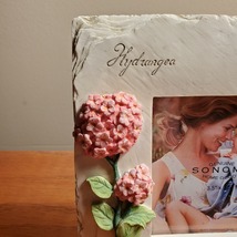 Picture Frame, stone look resin with 3D flowers, Hydrangea Pansy, for 3.5" photo image 3