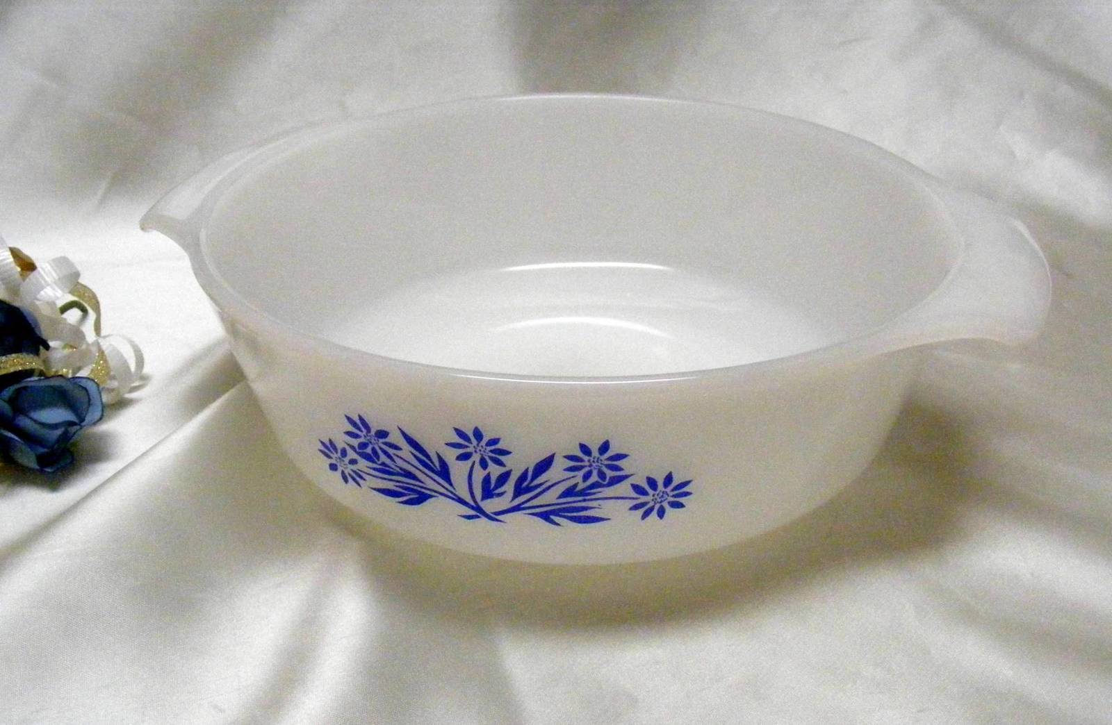 Primary image for 1809 Anchor Hocking Fire King Blue Corn Flower Casserole Dish