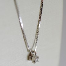 18K WHITE GOLD MINI NECKLACE WITH DIAMOND 0.01 CT, VENETIAN CHAIN MADE IN ITALY image 2