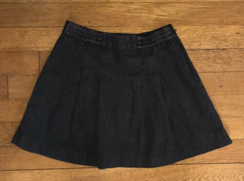 Primary image for * Gap Kids solid black pleated faux leather trim skirt size 8 girls