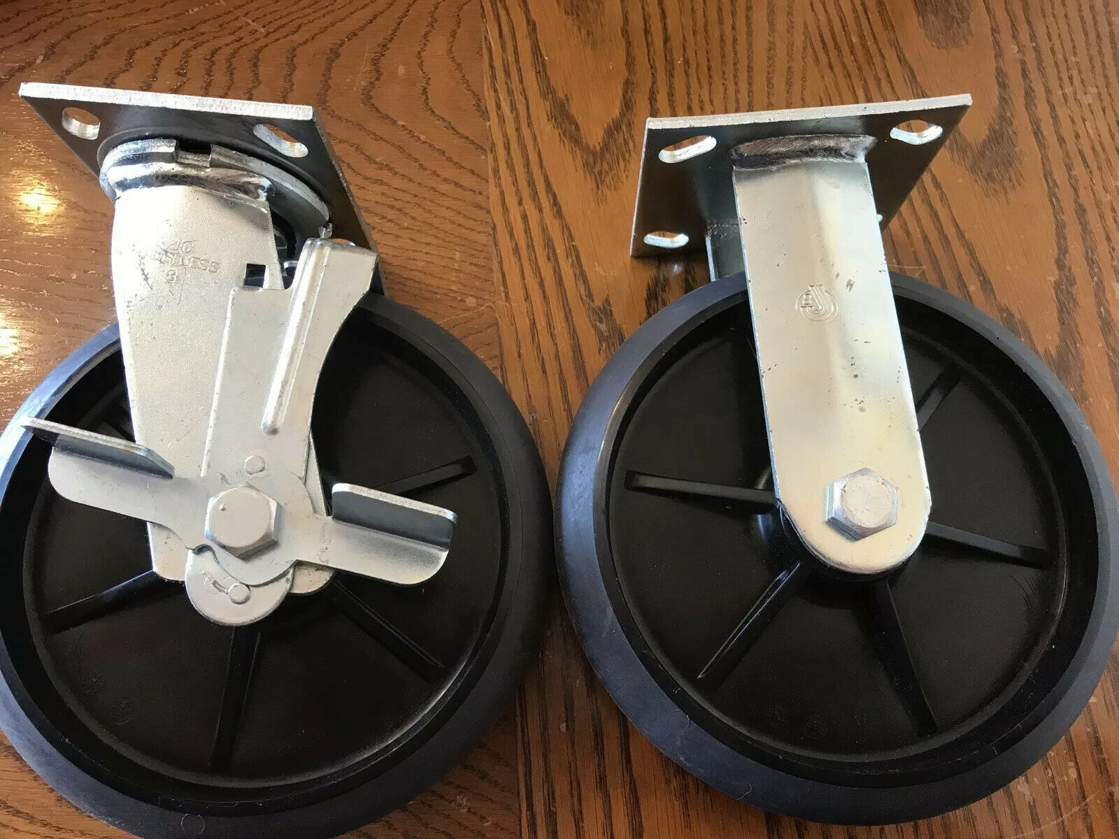 8" JC Faultless Quiet Caster Wheels Set of 2 (1) Swivel and (1) Fixed