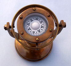 NauticalMart Antique Collectible Brass Nautical Ship's Gimballed Compass  image 2