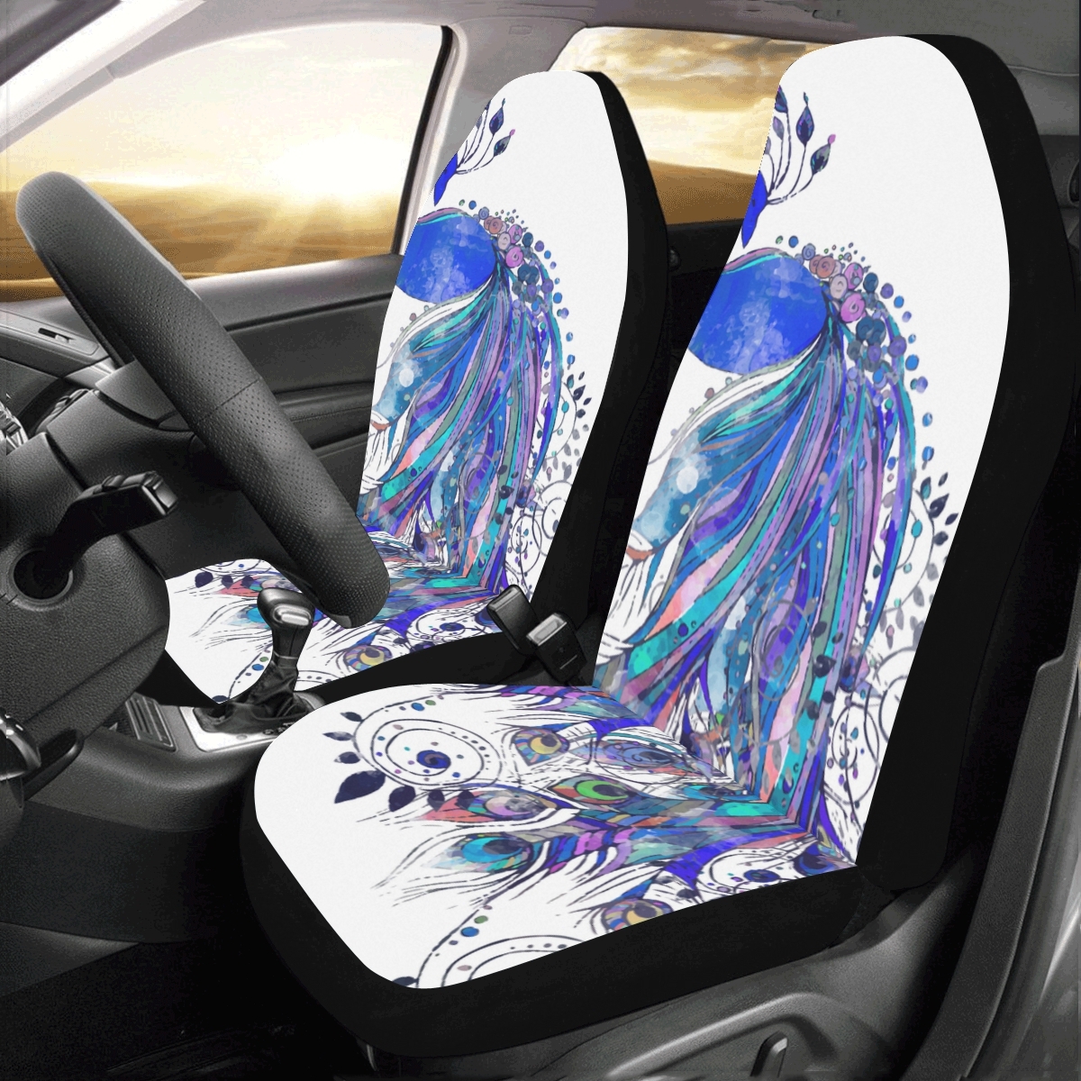 Elegant Romantic Beautiful Peacock Universal Fit Auto Drive Car Seat