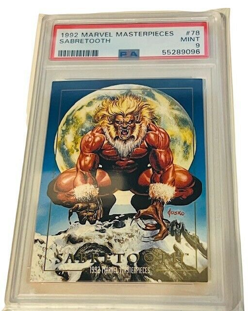 Marvel Masterpieces Comic Card 1992 Sky Box PSA 9 X-Men Sabretooth #78 POP 18 rc - $494.95