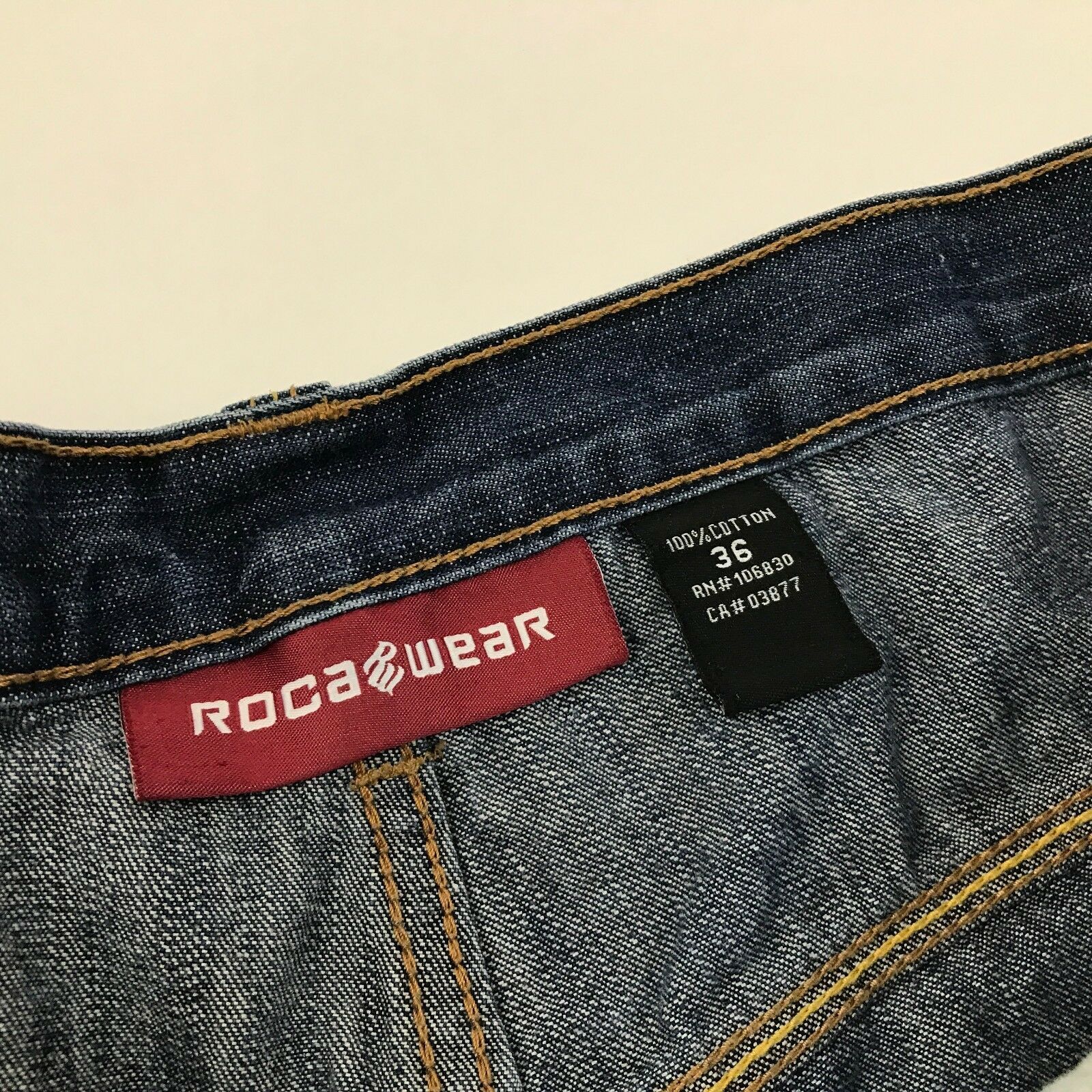 VINTAGE Rocawear Jeans Size 36x30 Baggy Dark Wash Denim Roll Cuff Urban ...