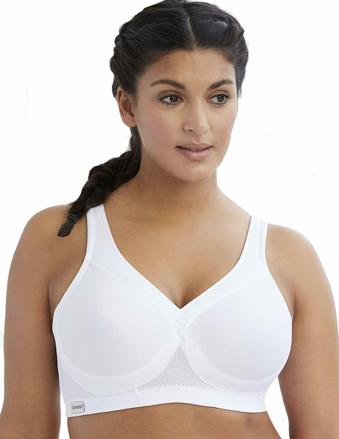 Glamorise White Magic Lift Mid Impact Wire Free Sports Bra Us 46d Uk