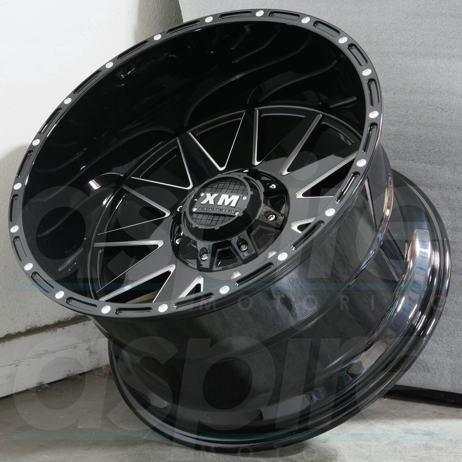 20x10 Xtreme Mudder XM312 5x115/5x5/5x127 0 Gloss Black Milled Wheels ...