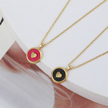 Kate Spade Jewelry Gold Plated Small Red Leather Heart Circle Pendant Necklace - $15.99