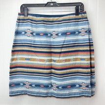 Jones New York 100% Linen Wrap Skirt Sz 12 (29&quot;Waist) Aztec Stripes Mult... - $16.99