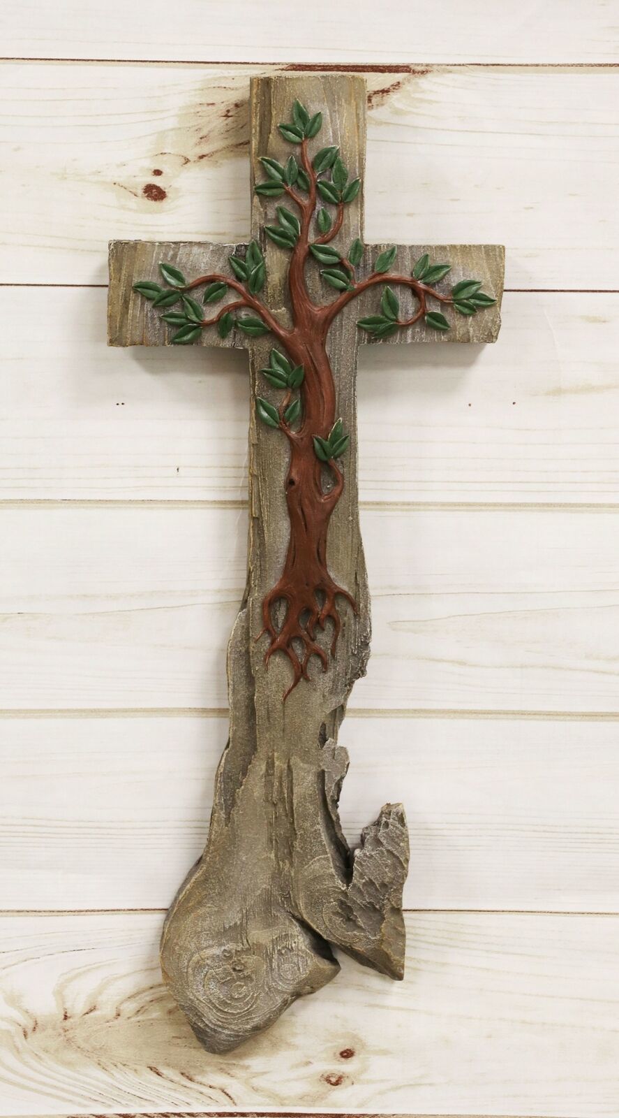 Rustic Celtic Tree of Life Faux Carved Roots Calvary Wall Cross Crucifix Decor