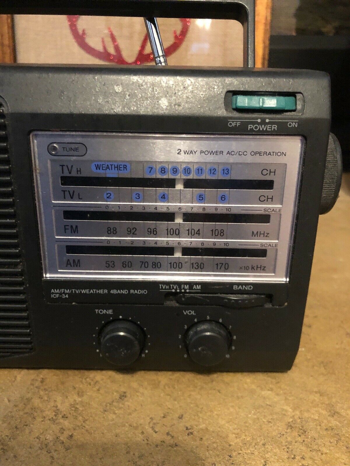 Vintage Sony AM FM TV Weather Portable Radio AC/DC Power Gray Tested