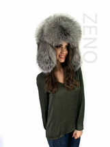 Natural Blue Frost Fox Fur Hat Full Trapper Hat Saga Furs Ushanka Aviator Hat image 8