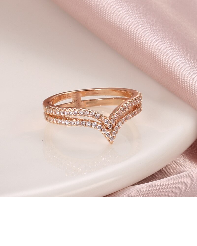 V shape Rings Women's Ring Rose Gold Plated Layer Chevron Jewelry Gifts