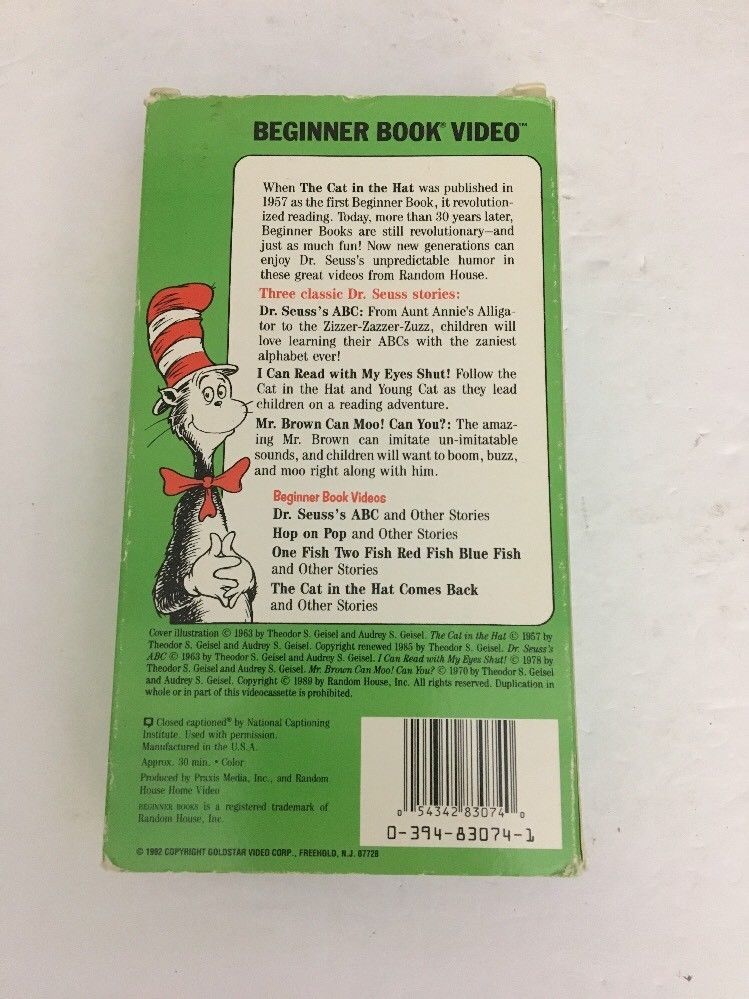 Dr. Seusss ABC [VHS] 1989-TESTED-VERY RARE-VINTAGE COLLECTIBLE-SHIPS N ...
