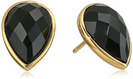 Daniela Swaebe 18K Gold-Plated Faceted Black Onyx Drop Pear Shape Earrings