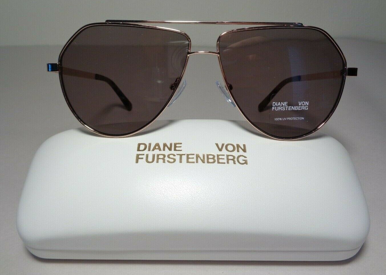 Diane von Furstenberg ARIA Rose Gold New Women's Aviator Sunglasses