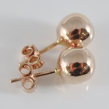 18K ROSE GOLD EARRINGS WITH BIG 8 MM BALLS BALL ROUND SPHERE, MADE IN ITALY image 2