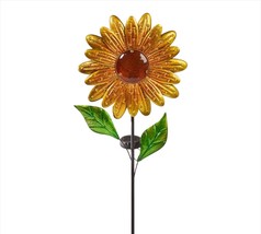 Sunflower Solar Garden Stake LED 42" High Flower Yellow Bright Sunny Light Up image 1