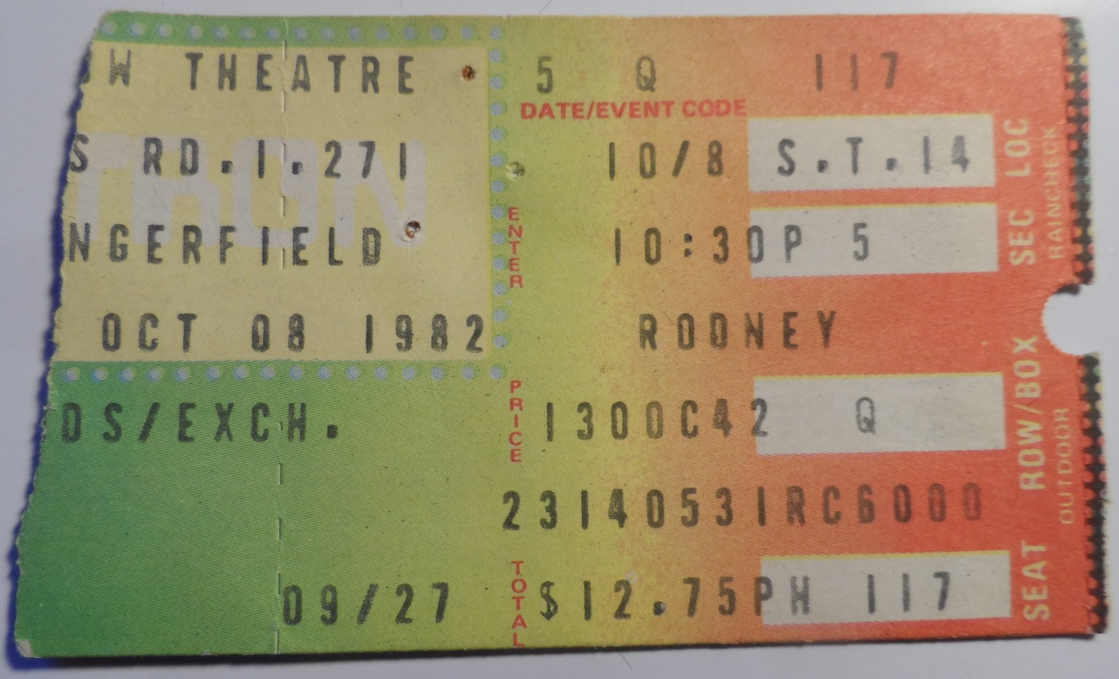 Rodney Dangerfield 1982 Ticket Stub Ticketron Tickets Classic American ...