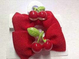 Gymboree Cherry Cute Line Red Ponytail NWT Cherry Leaves Hair Set of 2 NEW On Ca - $19.95