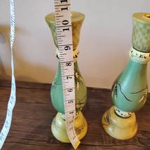 Hand Painted Candleholders, set of 2, Vintage Mills River Industries 1998 Green image 8