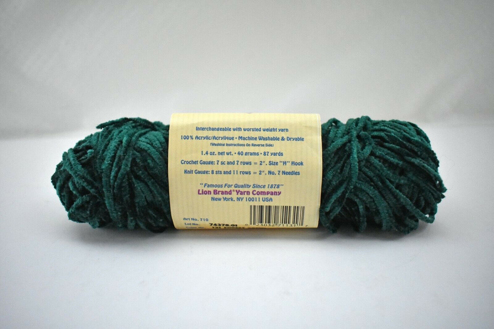 Lion Brand Velvety Soft Lion Chenille Yarn - 1 Skein Color Forest Green ...