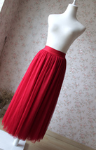 High Waisted Red Tulle Skirt Full Long Tulle Skirt Red Wedding Skirt Plus image 4
