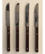 Lot of 4 Crown Corning Japan Wood Handle Stainless Vintage Dinner Knives... - $37.40