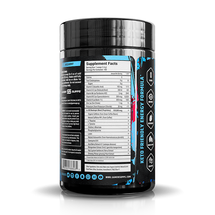 GG energy Blue Razz - 100 Servings - Energy Bars, Shakes & Drinks