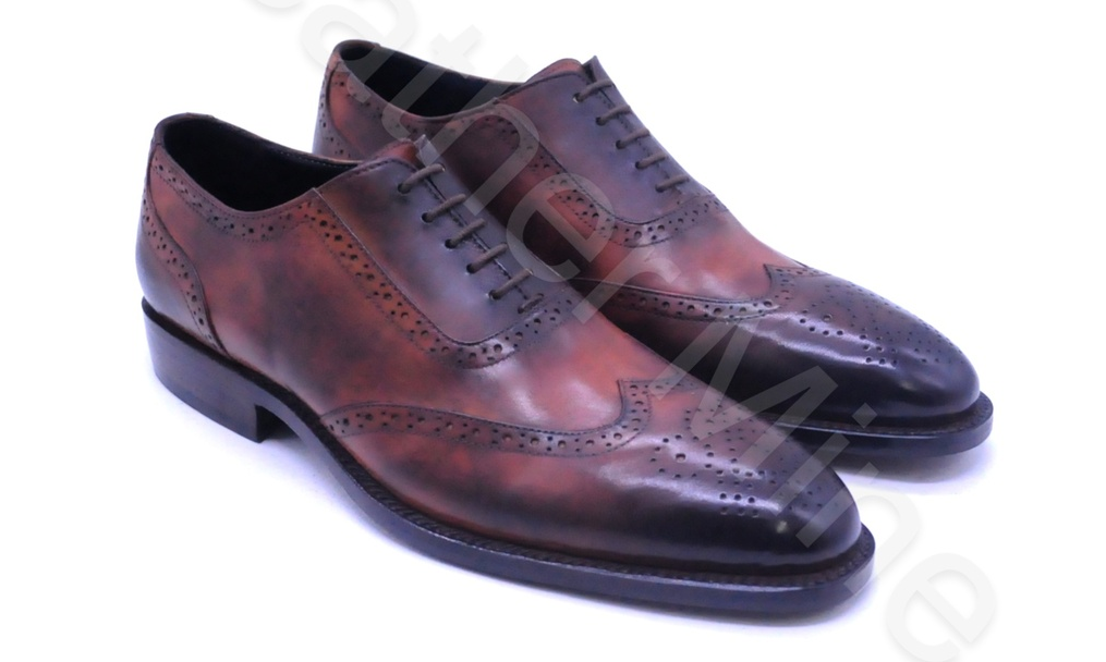 Handmade Men's Tan Patina Wingtip Formal Shoes For Men, Custom Made Shoes