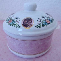 Vintage Hallmark Floral Kitten Cat Potpourri Trinket Box Historical Coll... - $14.99