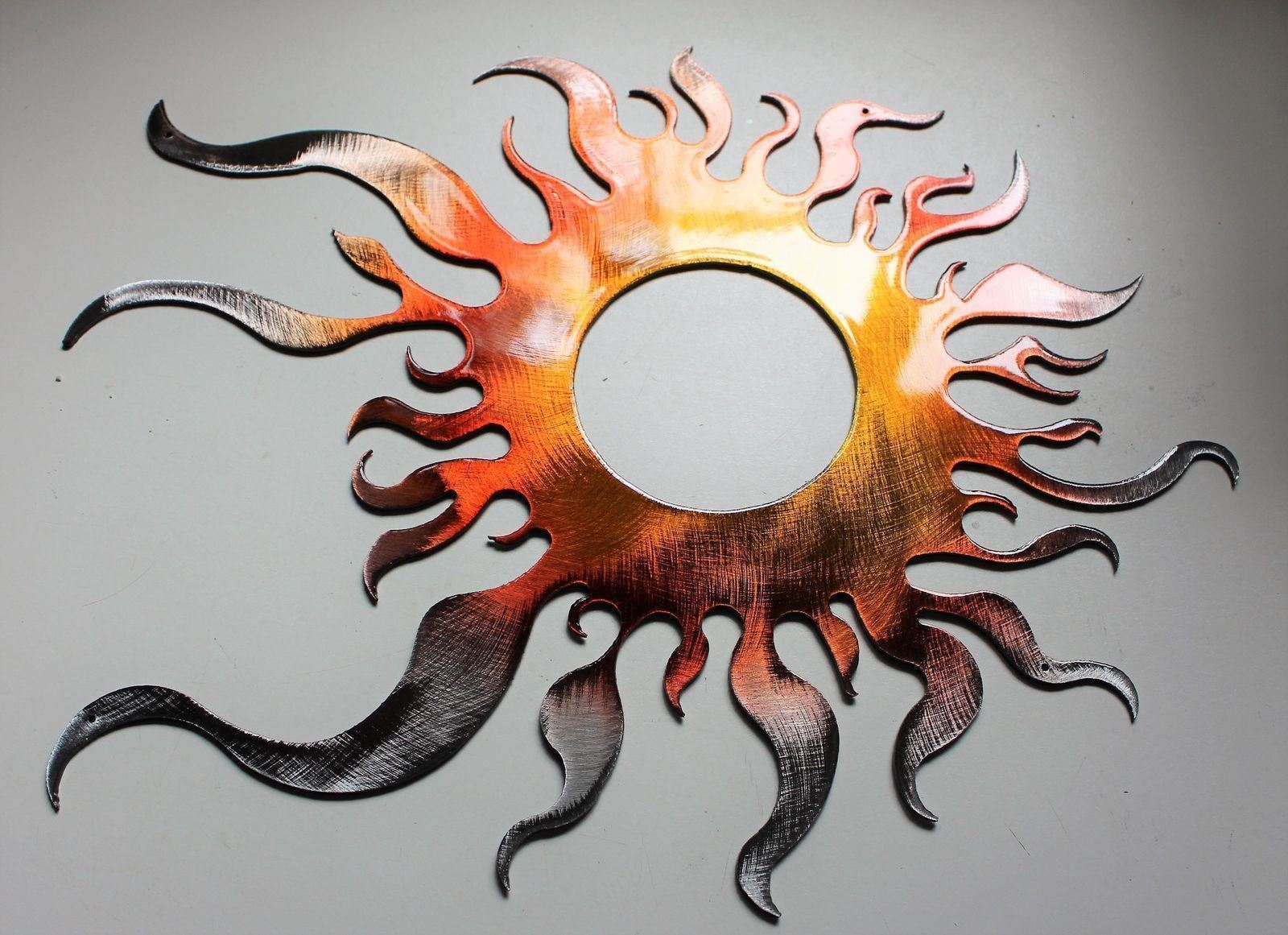 Sun Metal Wall Art 14" x 11" Wall Decor New Yellow/Orange Sculptures & Figurines