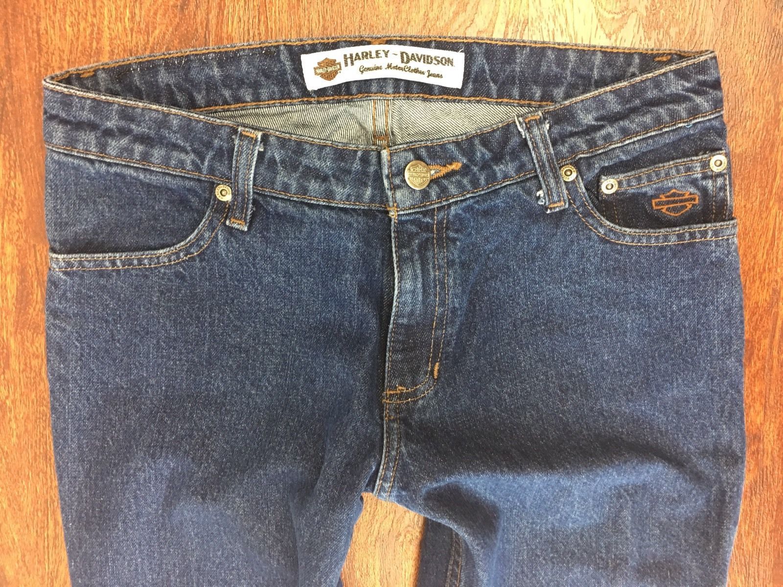 HARLEY DAVIDSON Straight Leg Mid Rise Dark Wash Blue Jeans Denim Women ...