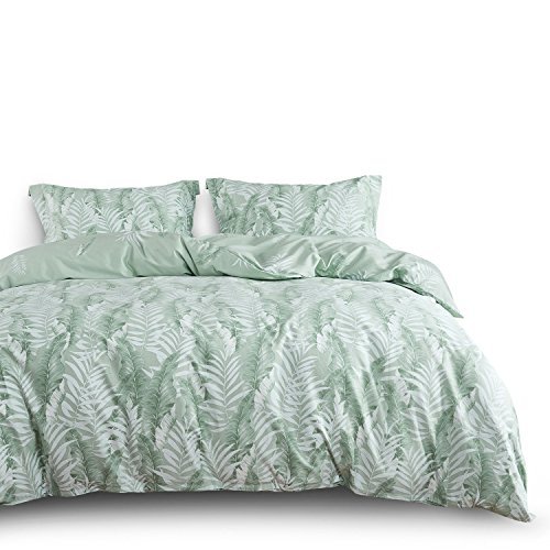 Wake In Cloud - Leaves Duvet Cover Set, 100% Cotton Bedding, Tropical Palm Tree - Duvet Covers 