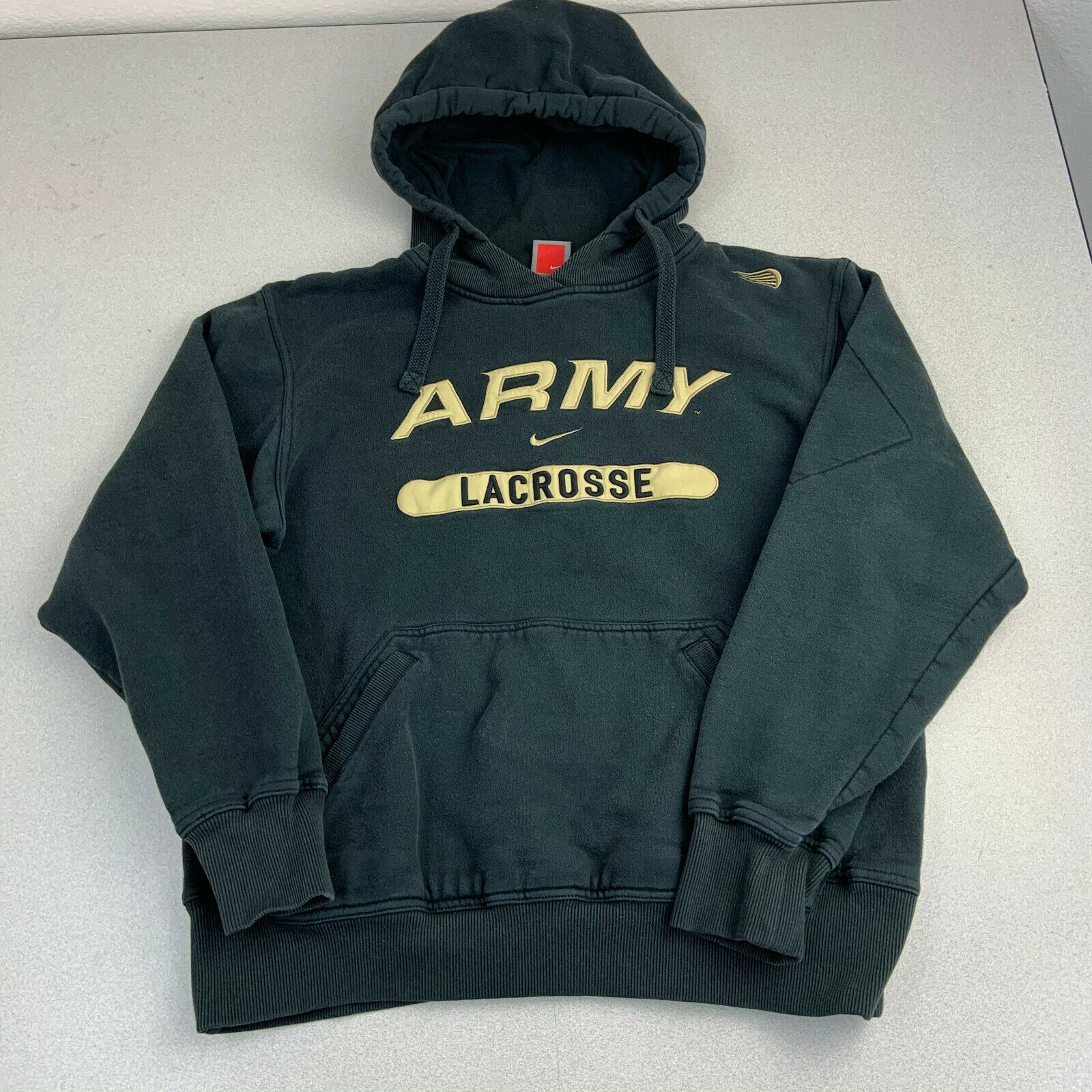 Nike Army Lacrosse Hoodie Embroidered Black Sweater Long Sleeve Casual Mens S Sweaters