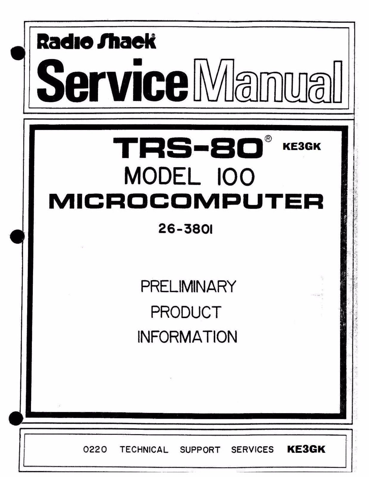 Vintage инструкция. TRS-80, модель 100.